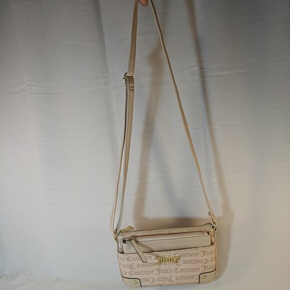 Juicy Couture Pink Beige Cream Shoulder Purse Bag wallet pouch insert Gold Y2K - Picture 11 of 16
